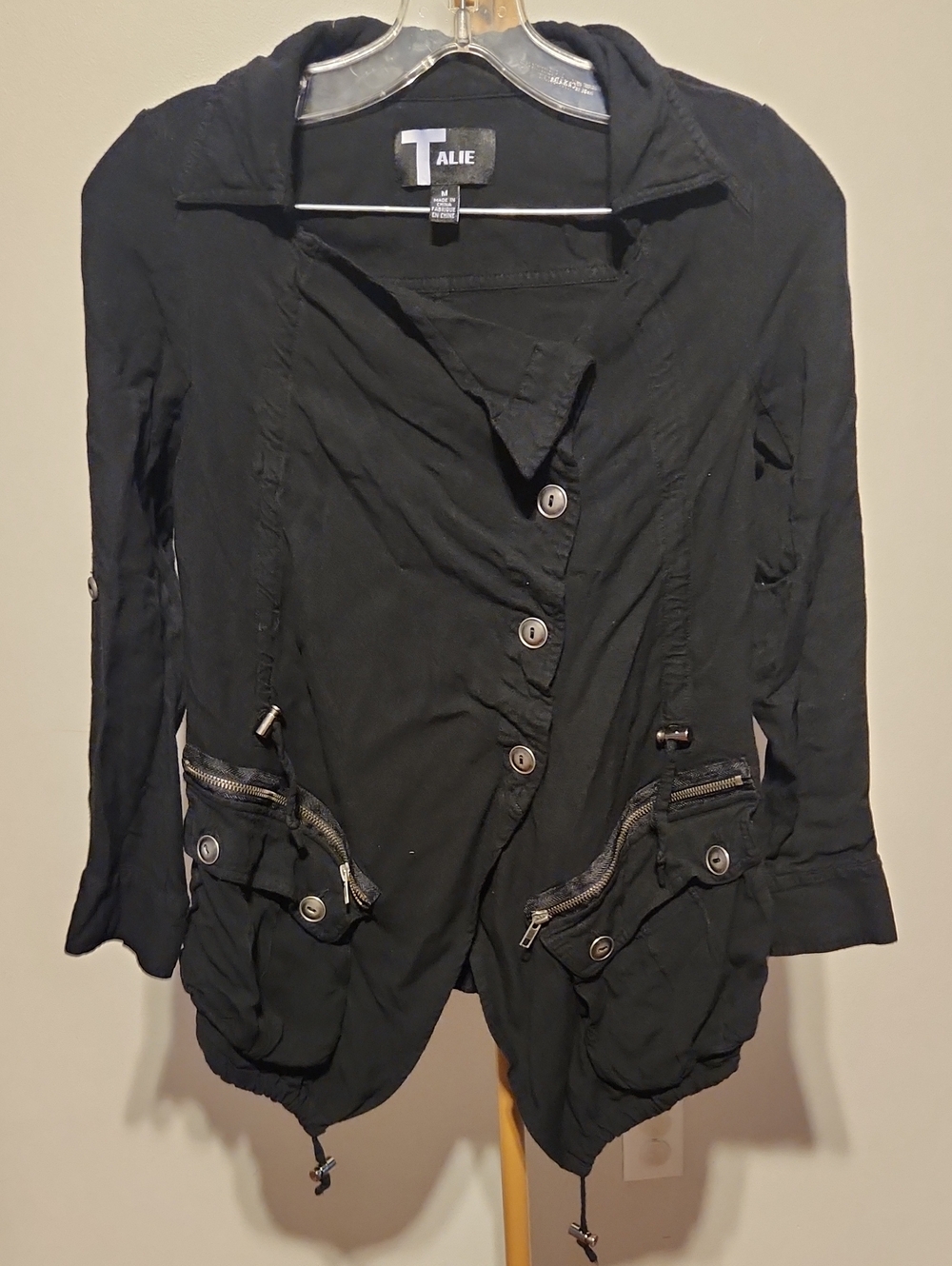 Black Women's Utility Button-Front Jacket